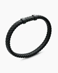 Chevron Bracelet Black Rubber with Black Titanium, 6mm
