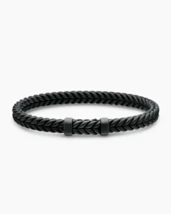 Chevron Bracelet Black Rubber with Black Titanium, 6mm
