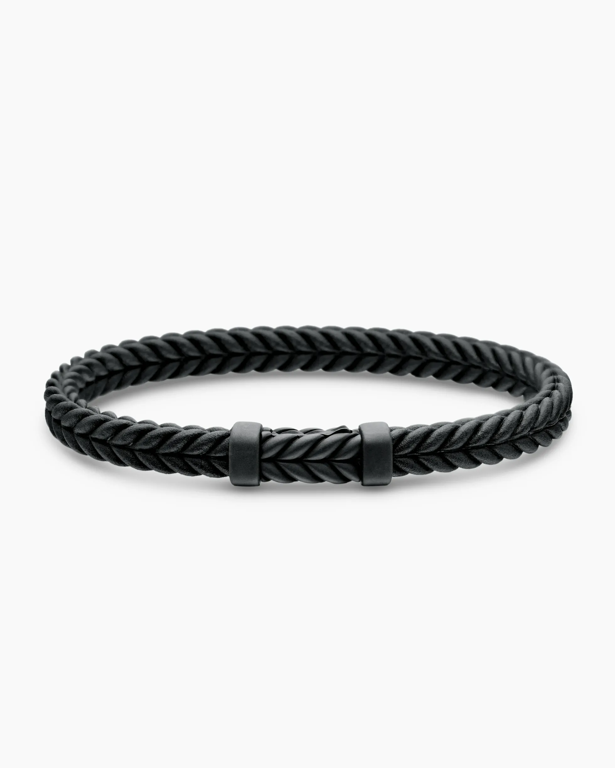 Chevron Bracelet Black Rubber with Black Titanium, 6mm