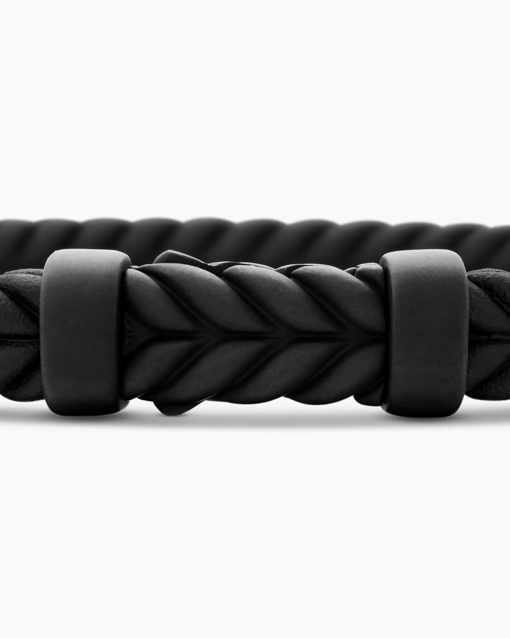 Chevron Bracelet Black Rubber with Black Titanium, 6mm