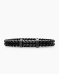 Chevron Bracelet Black Rubber with Black Titanium, 9mm