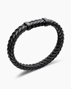 Chevron Bracelet Black Rubber with Black Titanium, 9mm