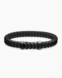 Chevron Bracelet Black Rubber with Black Titanium, 9mm