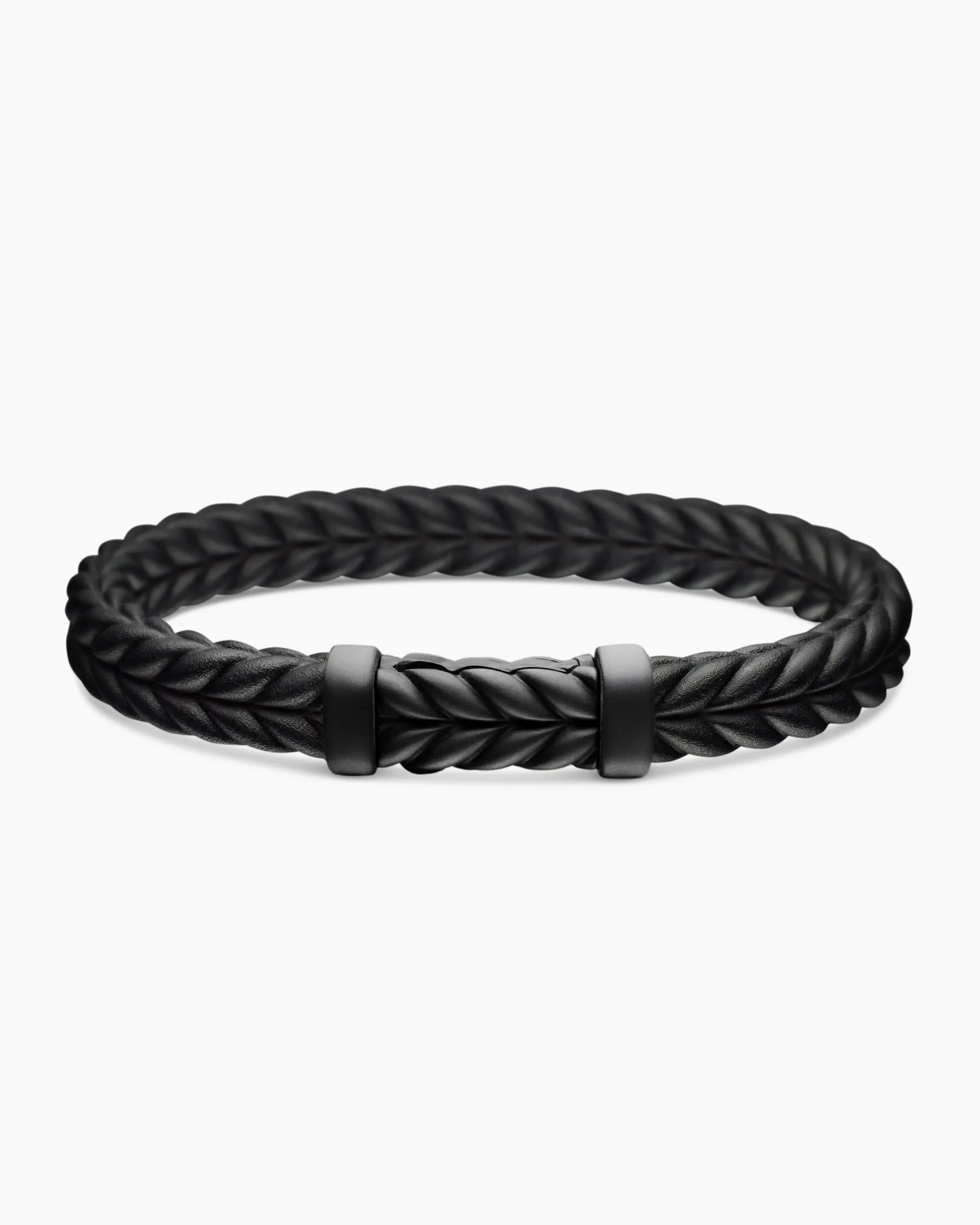 Chevron Bracelet Black Rubber with Black Titanium, 9mm
