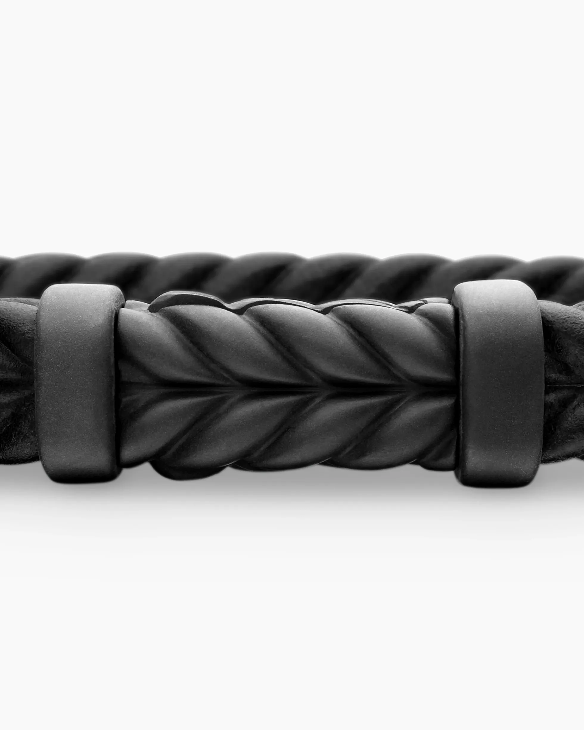 Chevron Bracelet Black Rubber with Black Titanium, 9mm