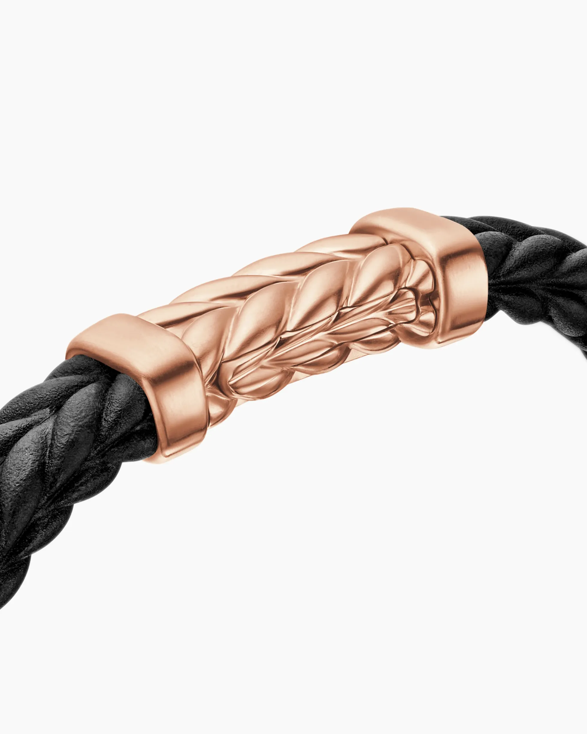 Chevron Bracelet Black Rubber with 18K Rose Gold, 9mm