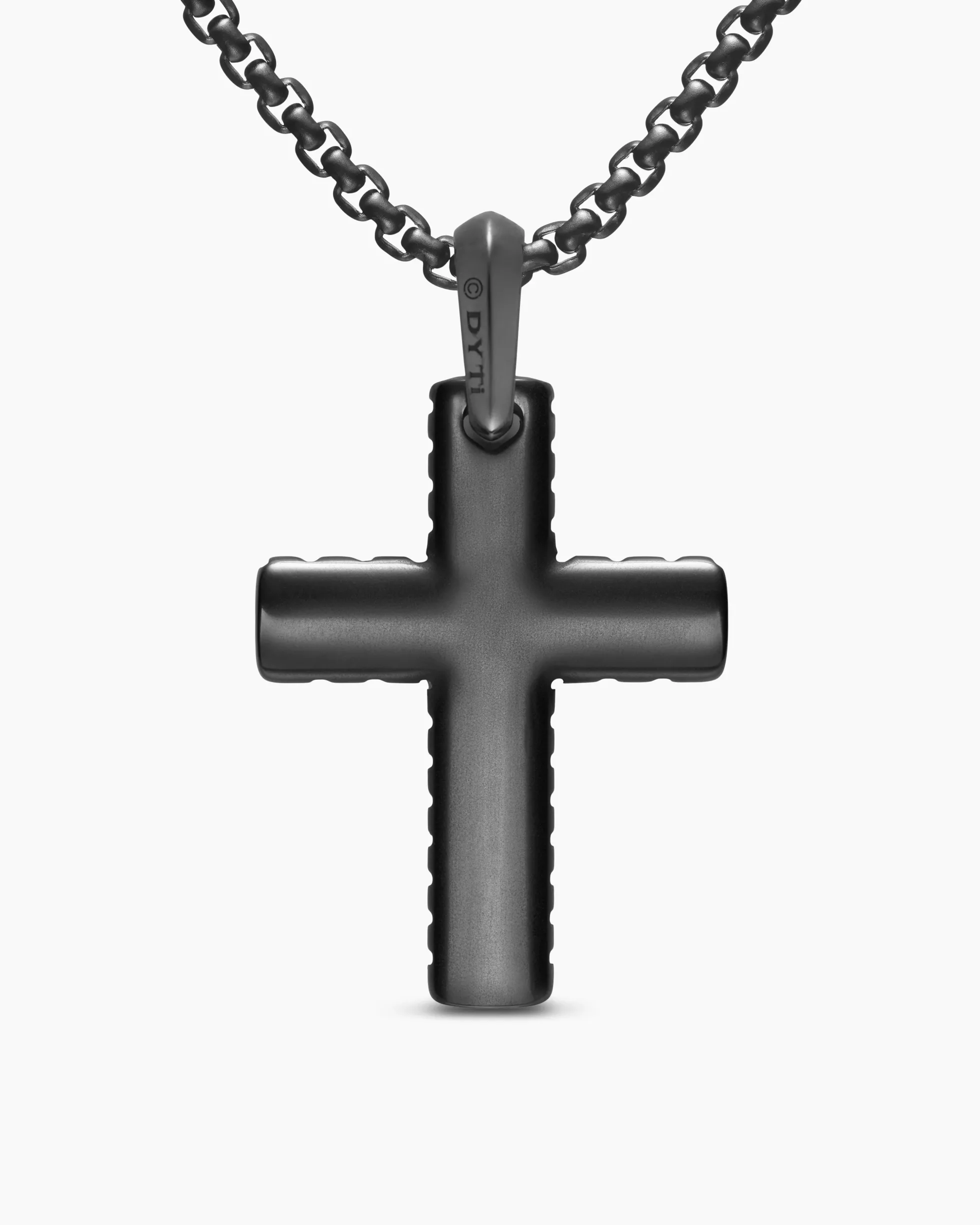 Chevron Cross Pendant Black Titanium with Diamonds, 36mm