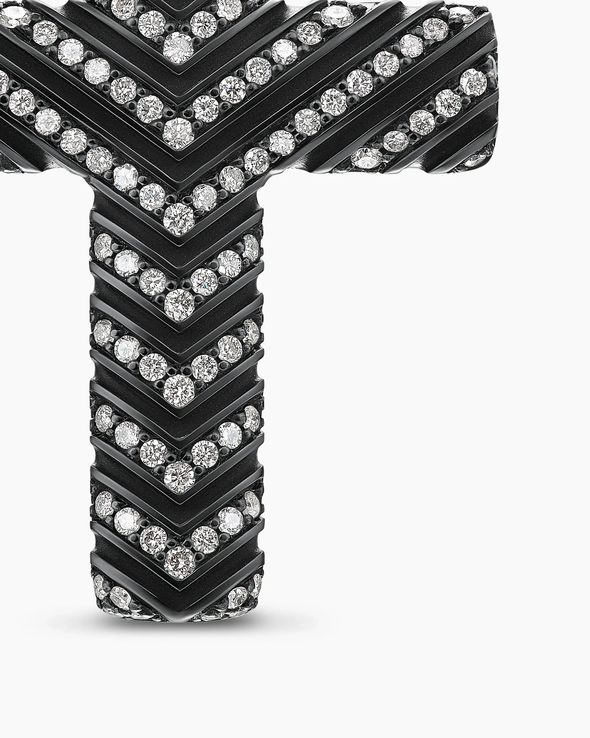 Chevron Cross Pendant Black Titanium with Diamonds, 36mm