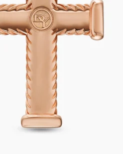 Chevron Cross Pendant 18K Rose Gold with Cognac Diamonds, 33mm