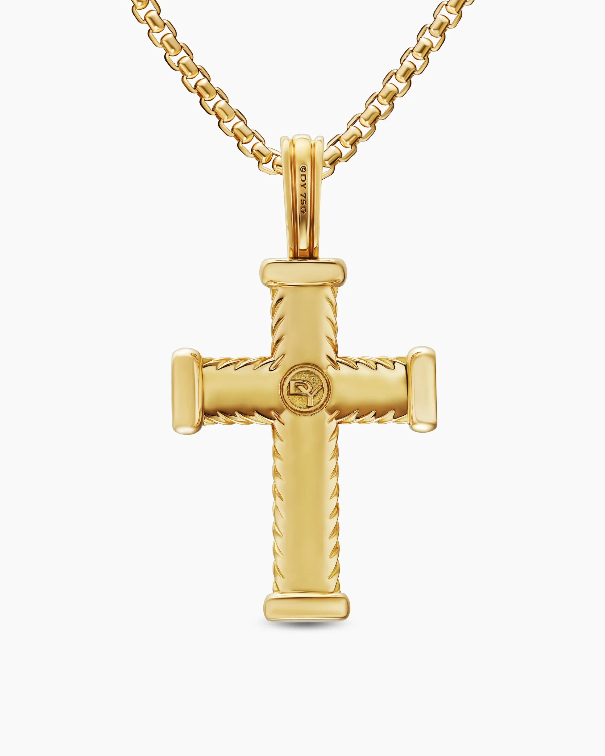 Chevron Cross Pendant 18K Yellow Gold with Diamonds, 33mm