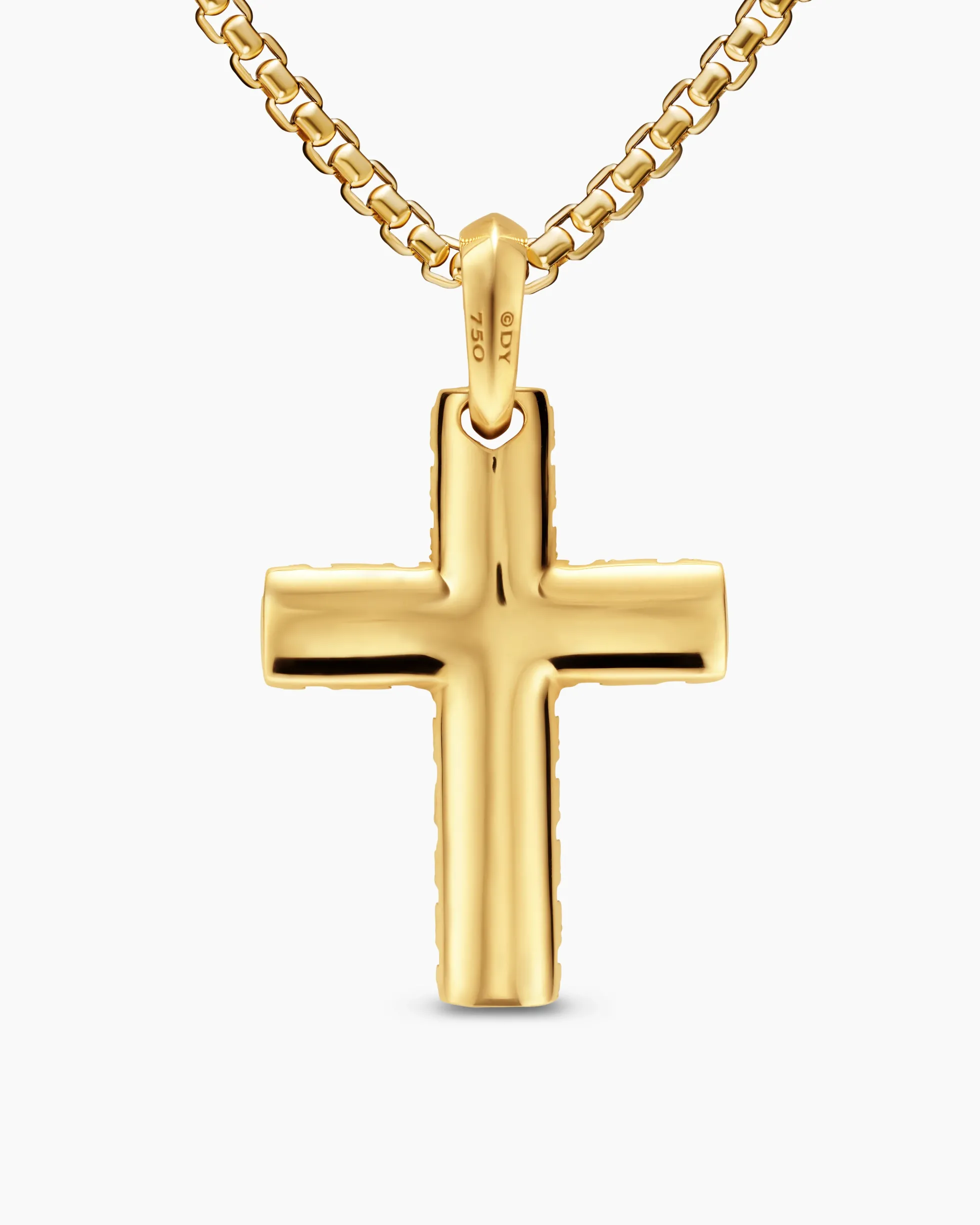 Chevron Cross Pendant 18K Yellow Gold with Diamonds, 36mm