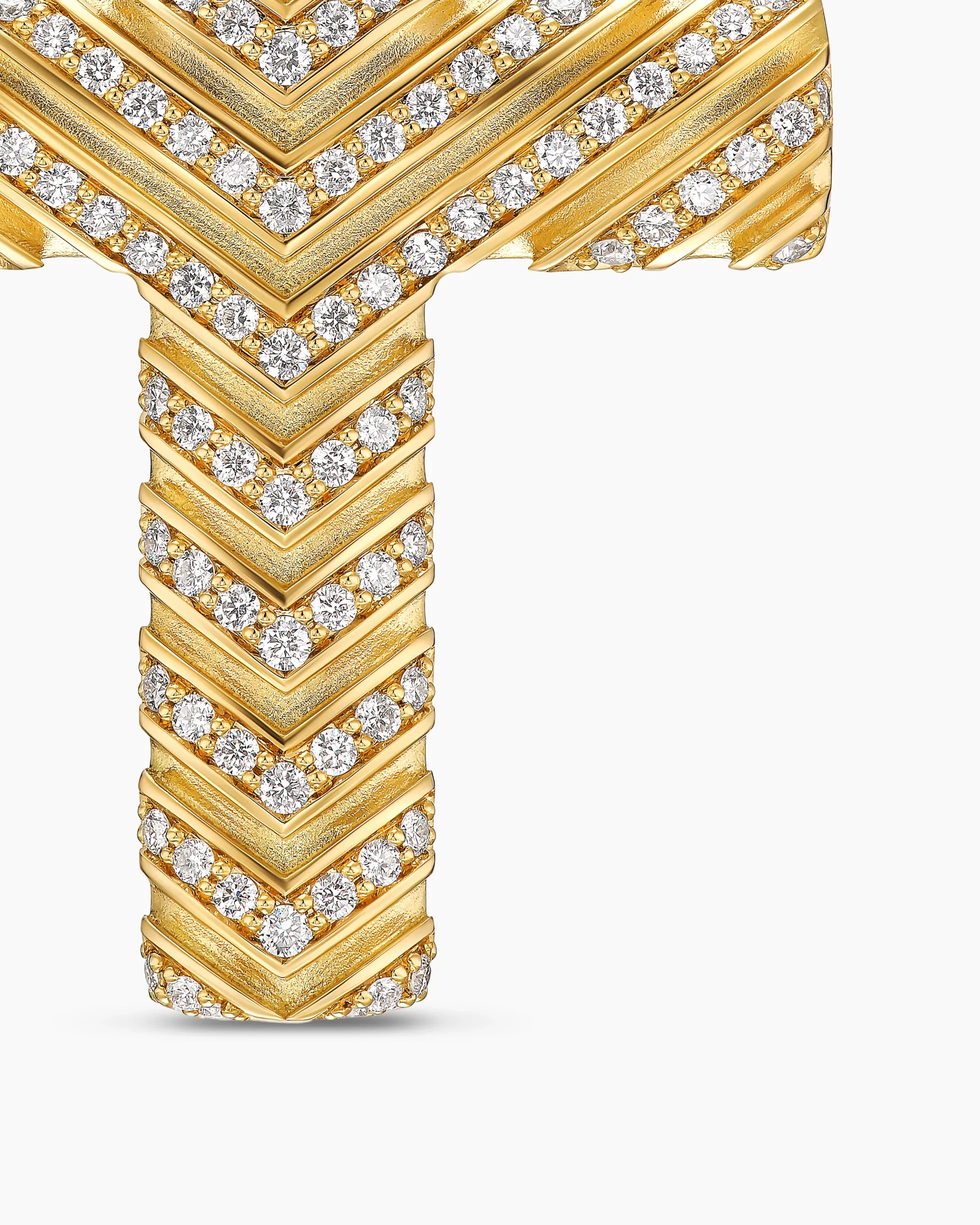 Chevron Cross Pendant 18K Yellow Gold with Diamonds, 36mm