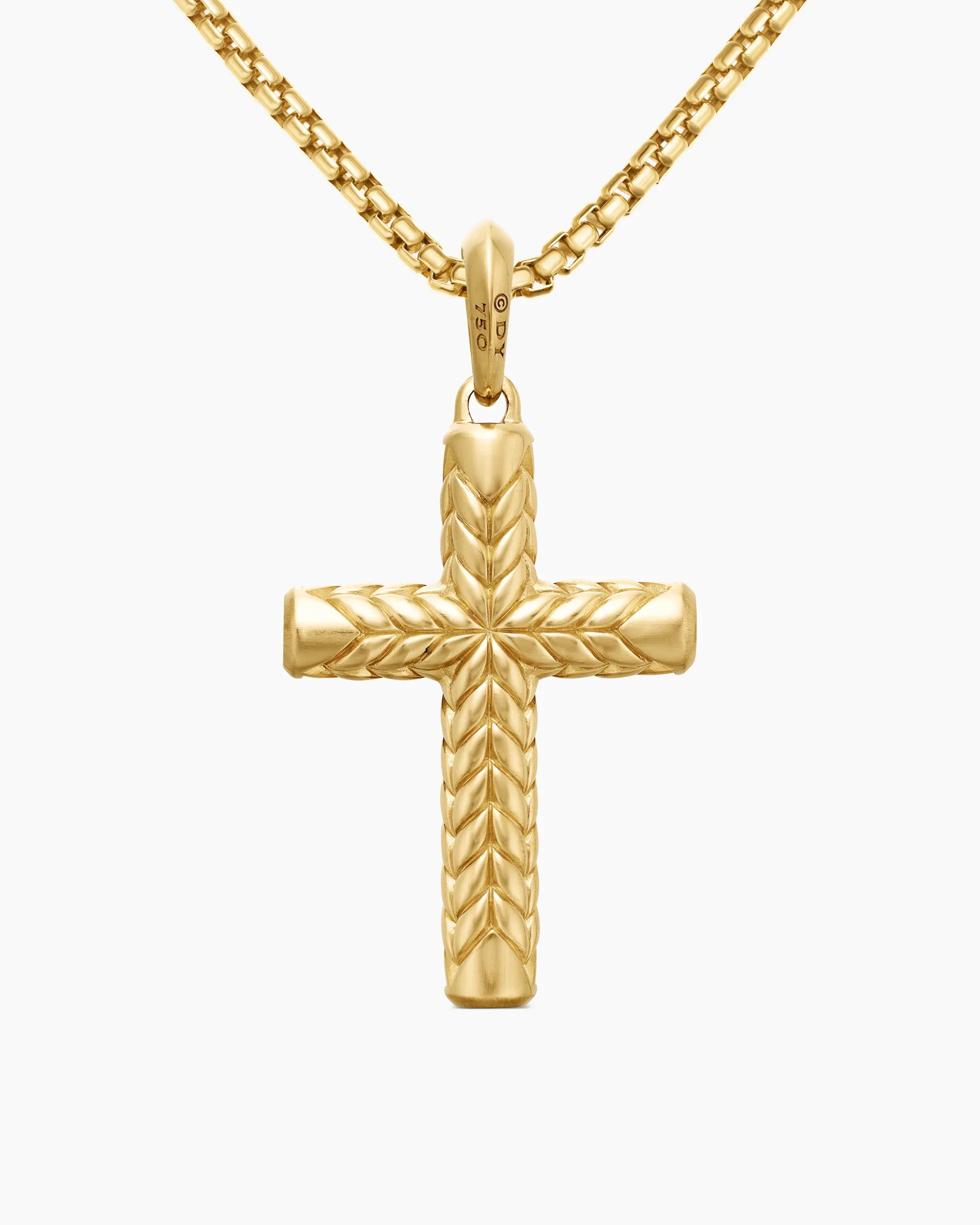 Chevron Cross Pendant 18K Yellow Gold with Diamonds, 36mm