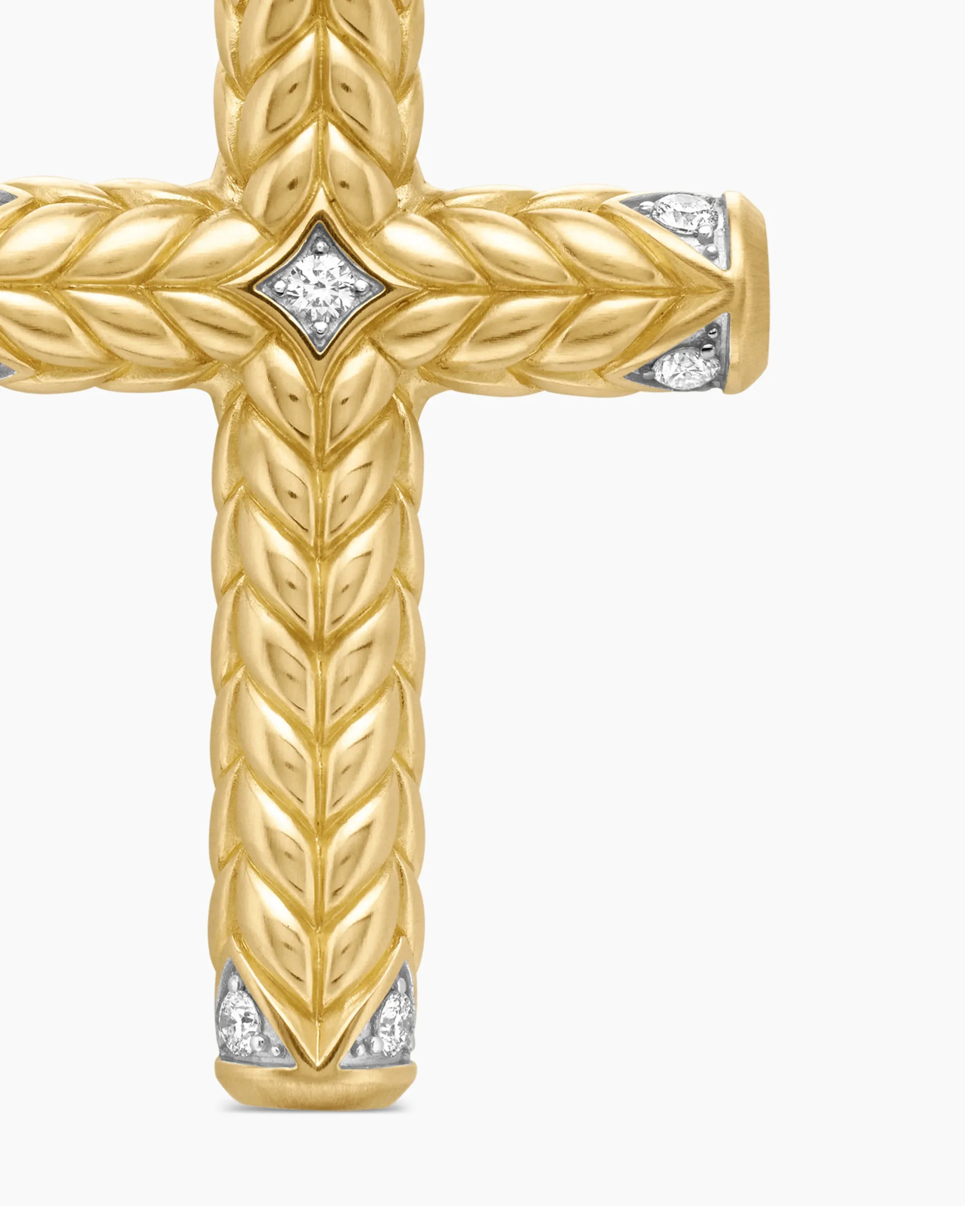 Chevron Cross Pendant 18K Yellow Gold with Diamonds, 36mm
