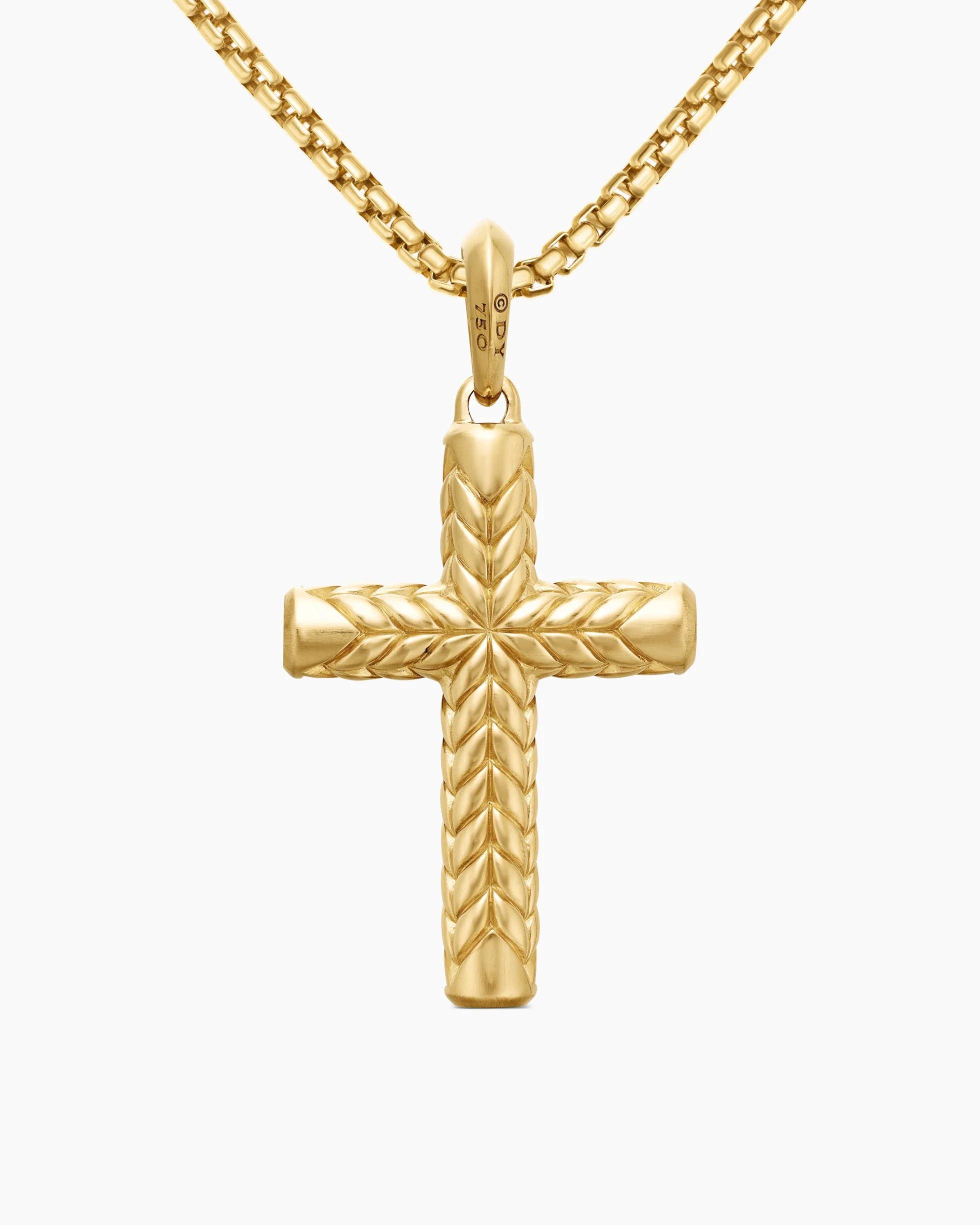 Chevron Cross Pendant 18K Yellow Gold with Diamonds, 36mm