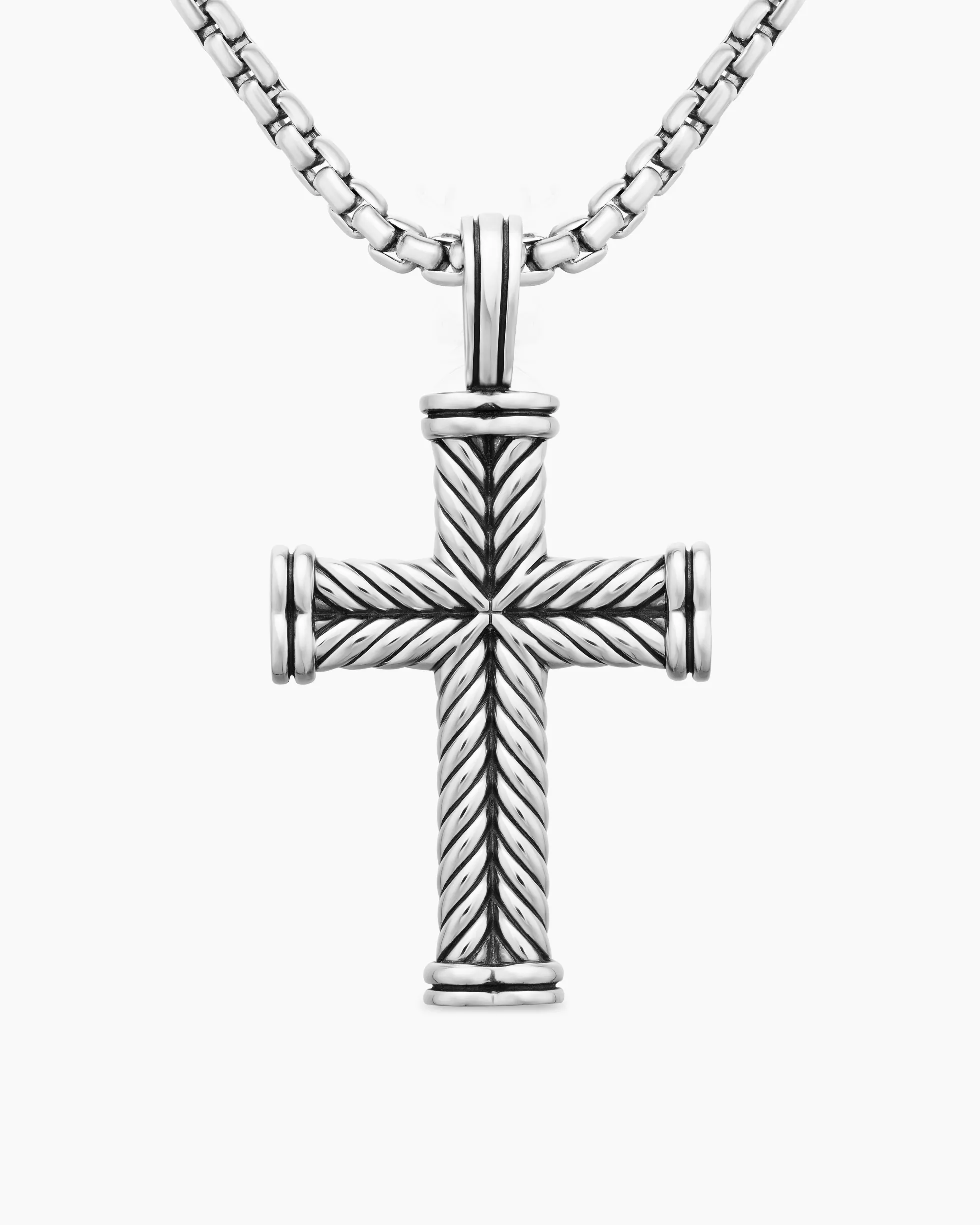 Chevron Cross Pendant Sterling Silver, 33mm