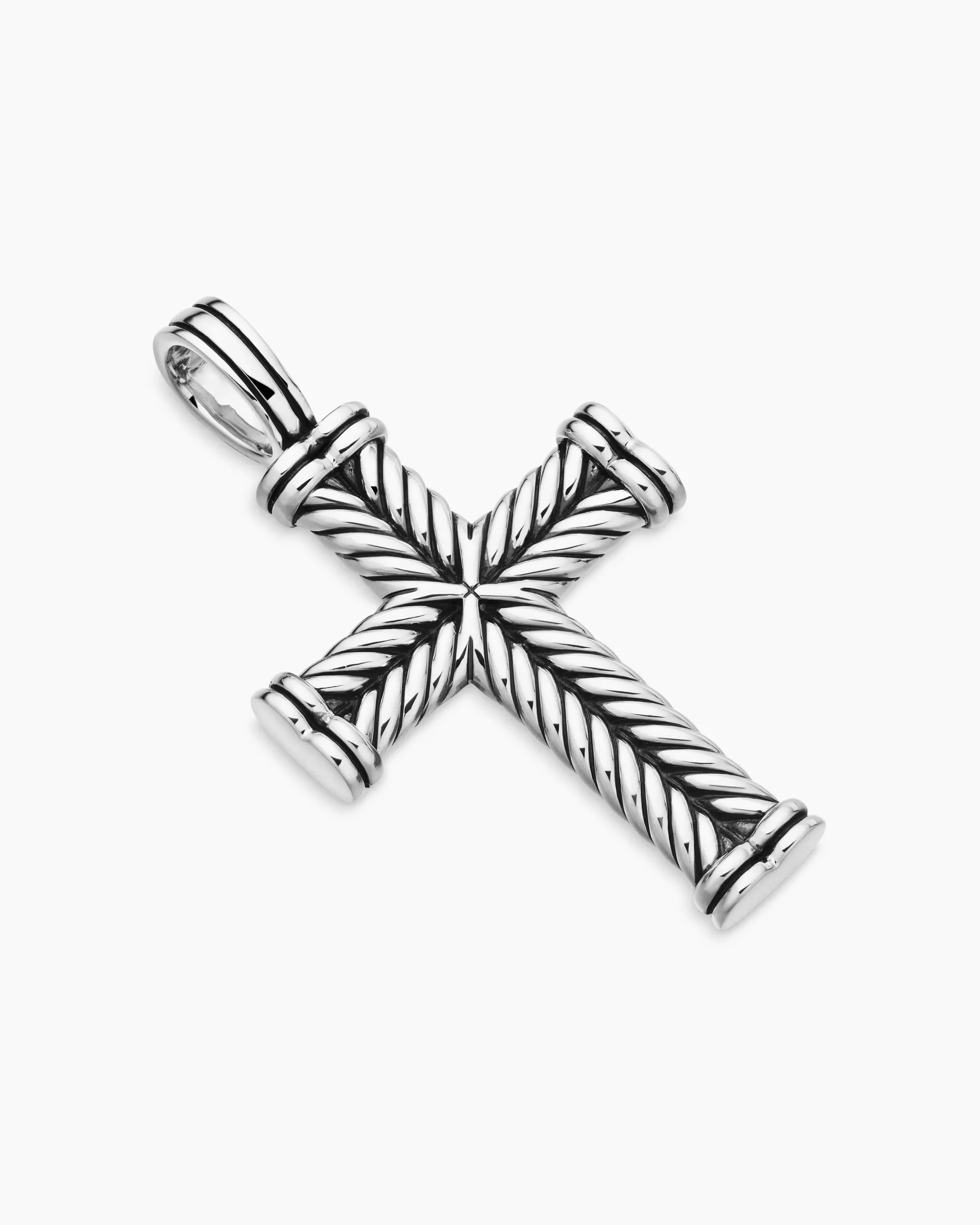 Chevron Cross Pendant Sterling Silver, 33mm