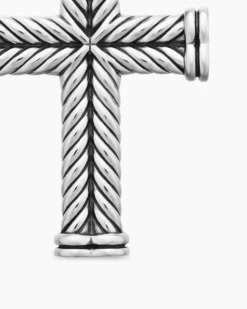 Chevron Cross Pendant Sterling Silver, 33mm