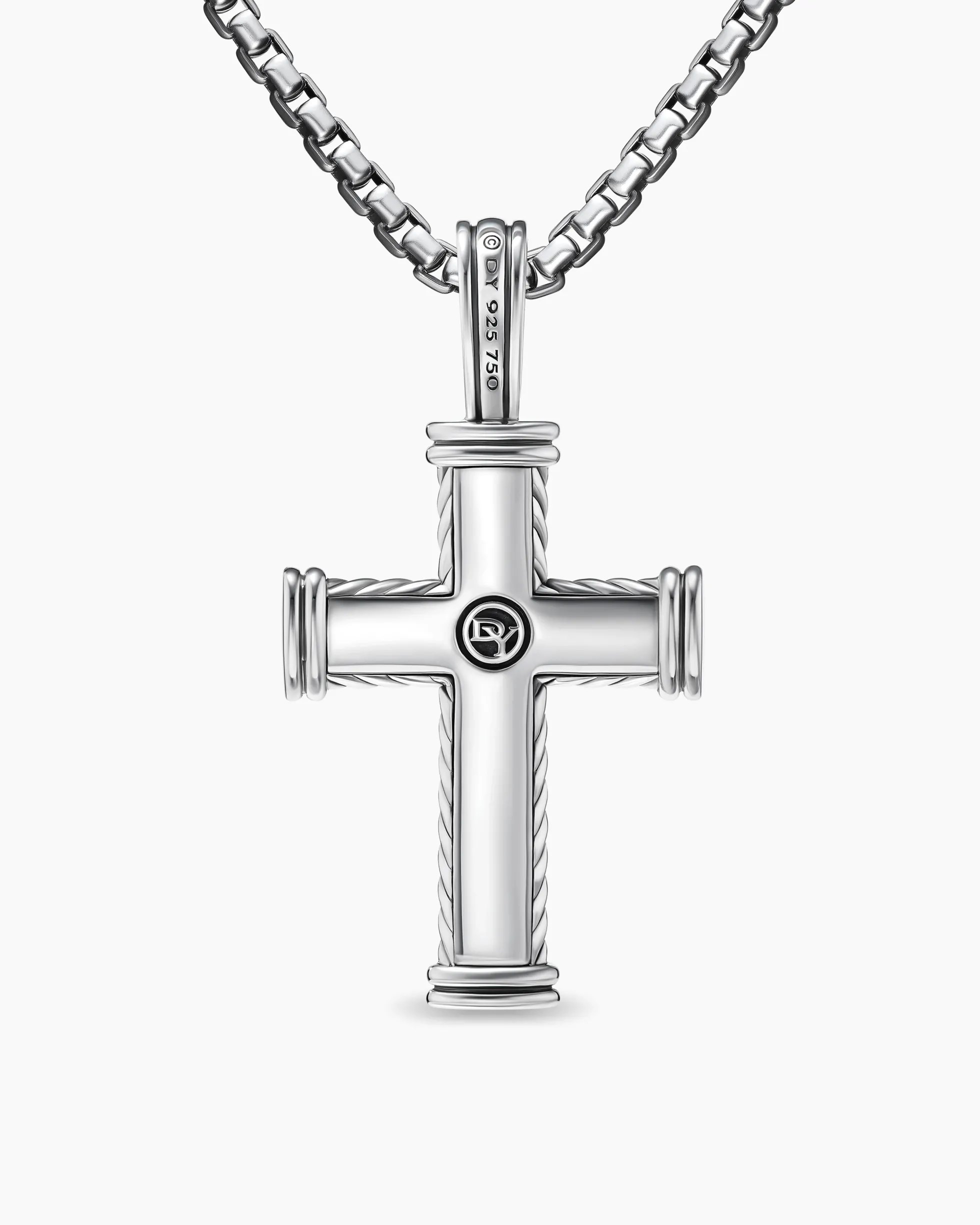Chevron Cross Pendant Sterling Silver with 18K Yellow Gold, 33mm