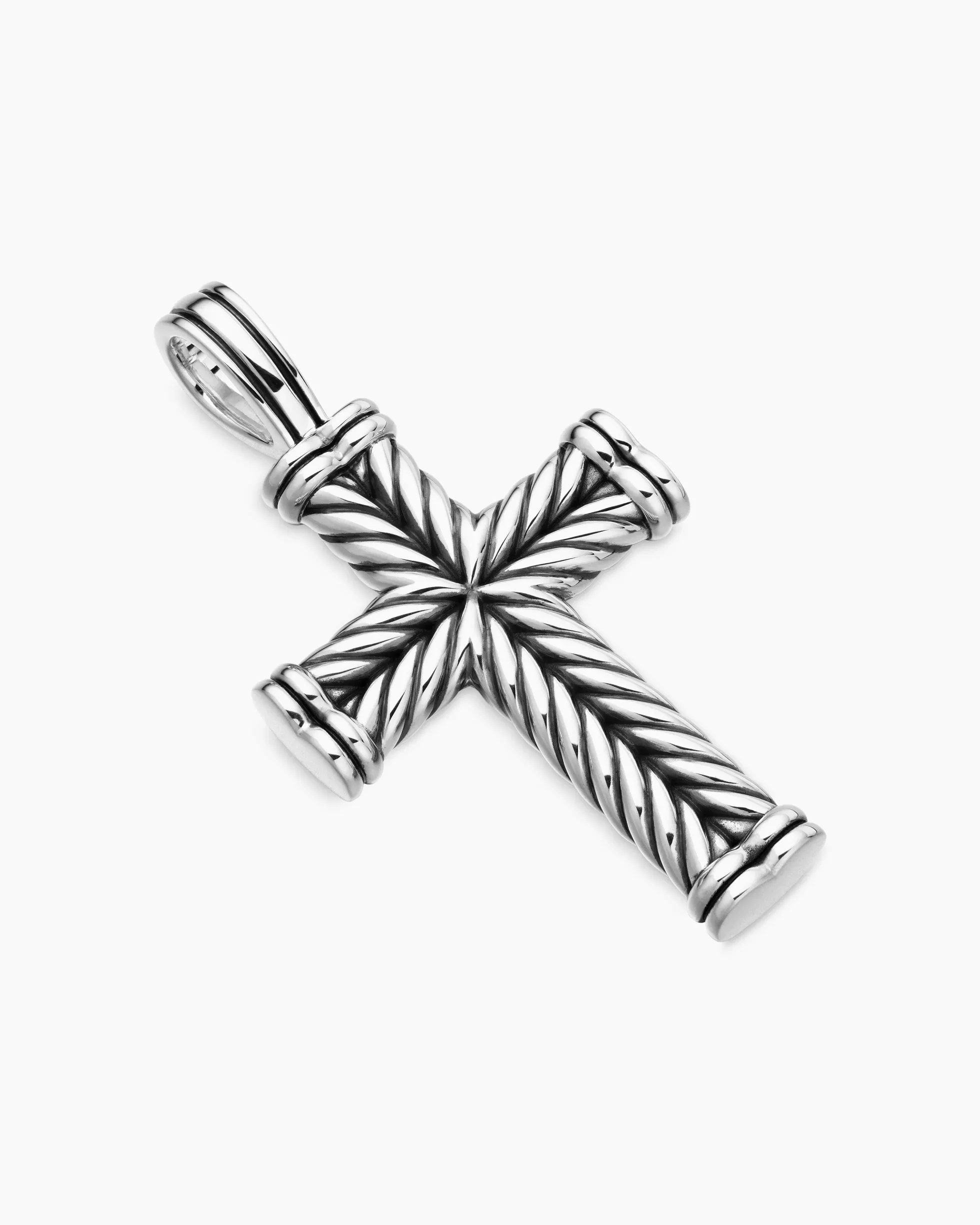 Chevron Cross Pendant Sterling Silver, 40mm