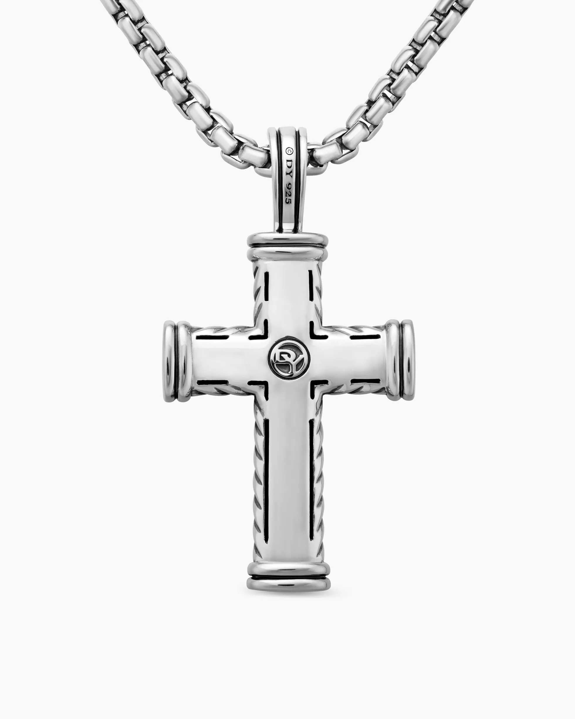 Chevron Cross Pendant Sterling Silver, 40mm