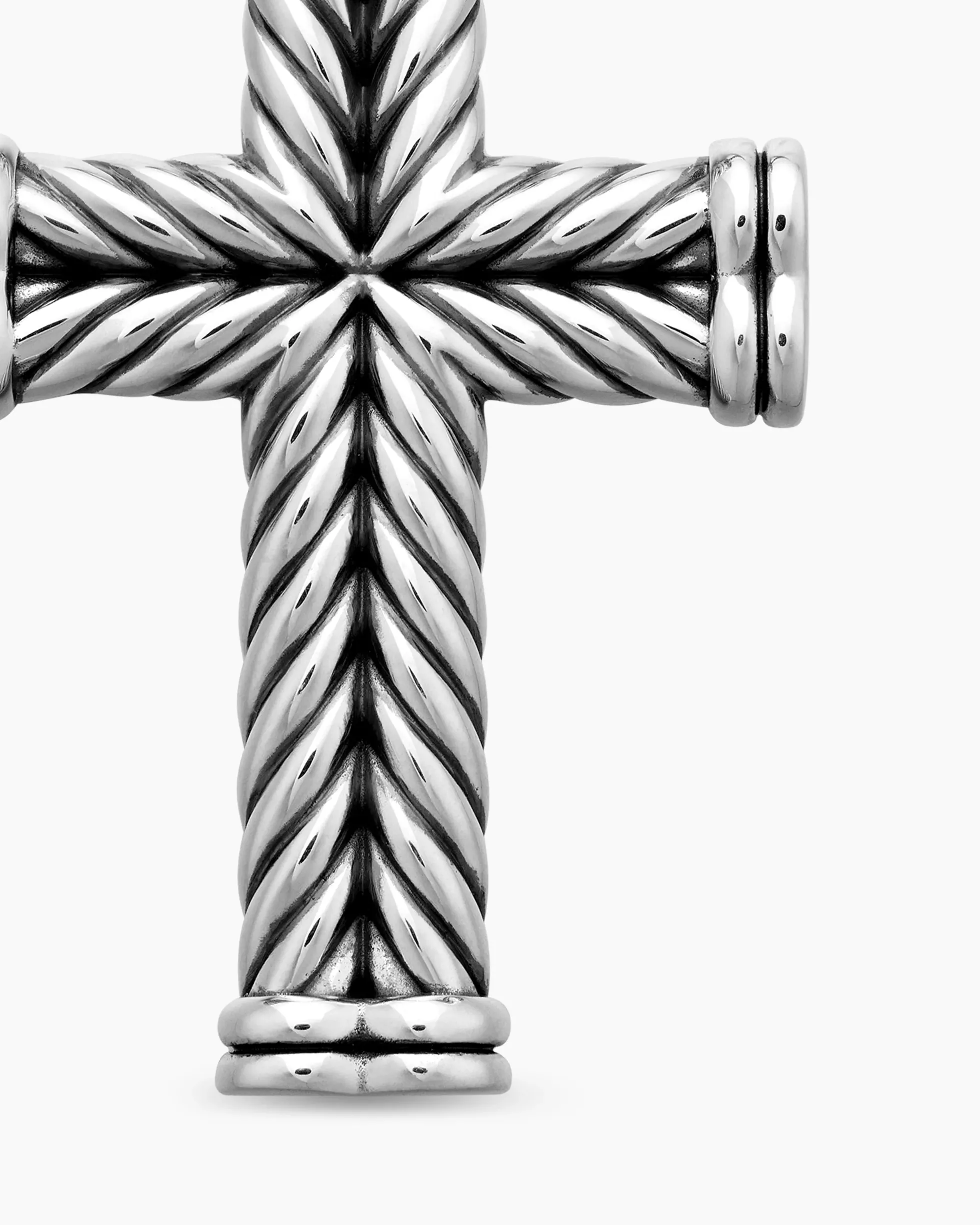 Chevron Cross Pendant Sterling Silver, 40mm