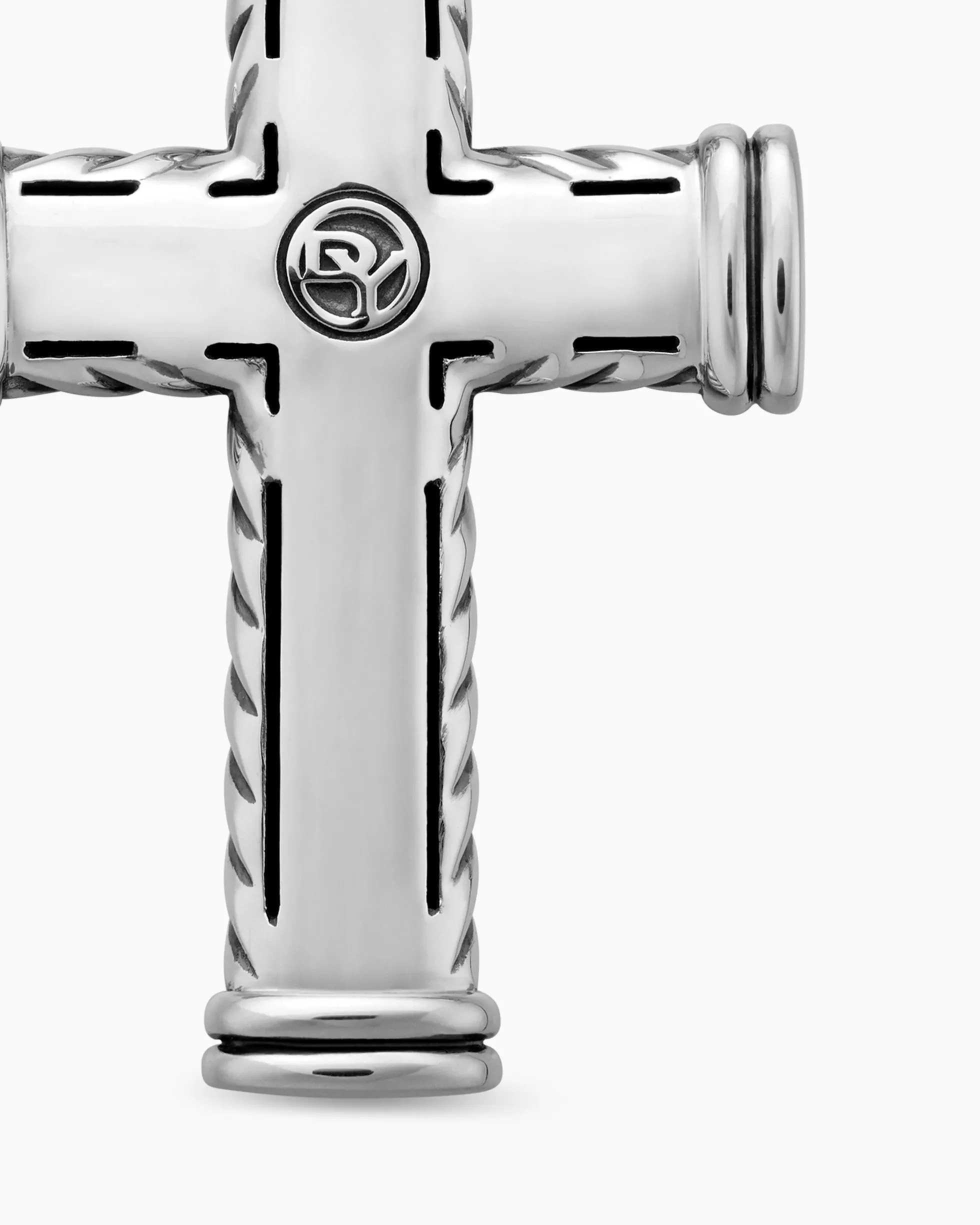 Chevron Cross Pendant Sterling Silver, 40mm