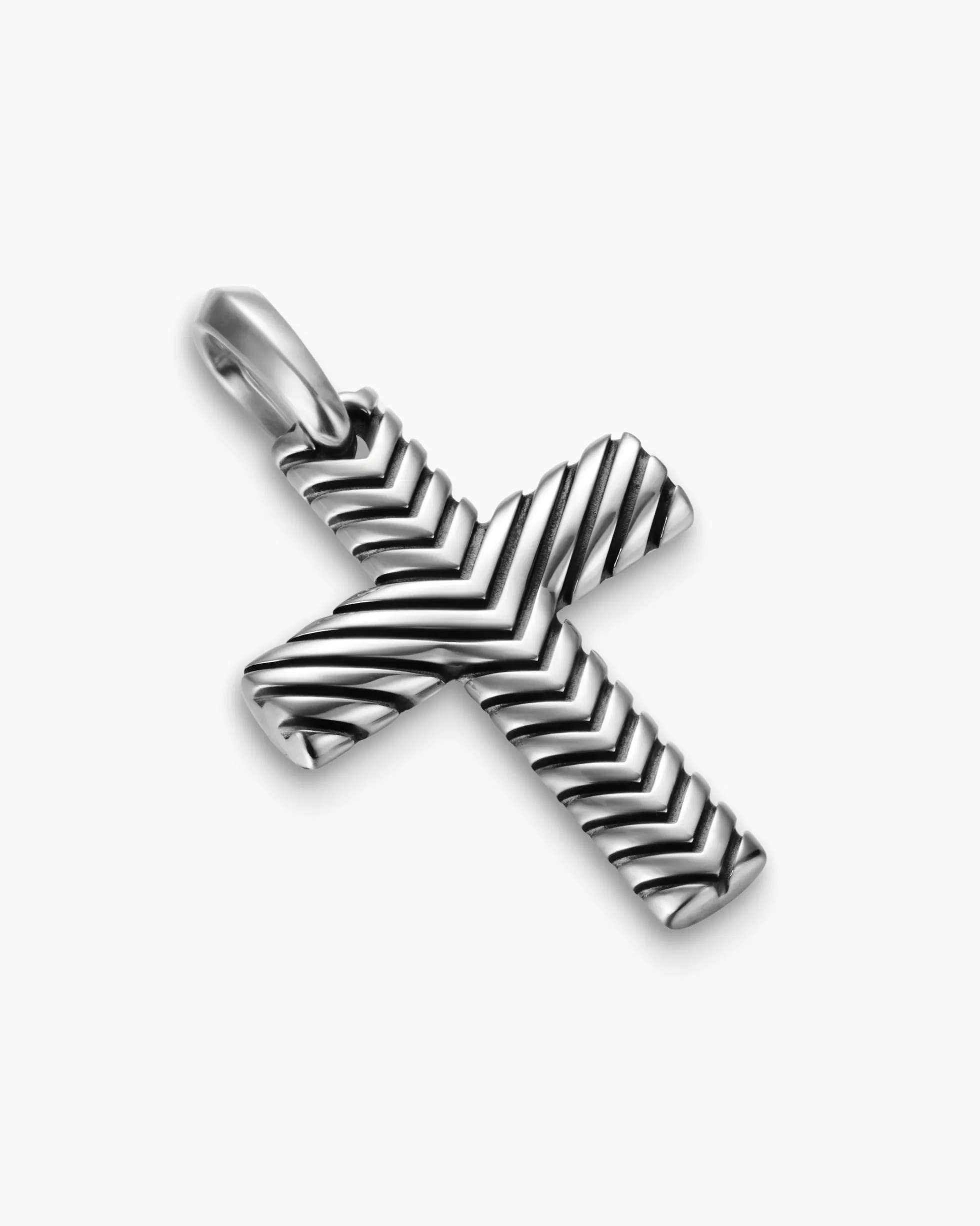Chevron Cross Pendant Sterling Silver, 36mm