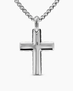 Chevron Cross Pendant Sterling Silver, 36mm