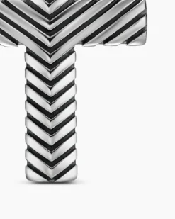 Chevron Cross Pendant Sterling Silver, 36mm