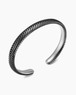 Chevron Cuff Bracelet Anthracite Titanium, 8mm
