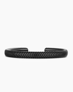 Chevron Cuff Bracelet Black Titanium, 8mm