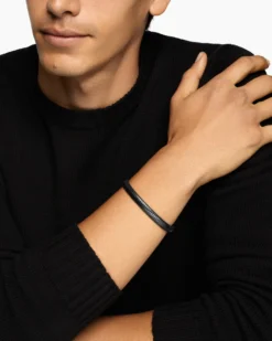Chevron Cuff Bracelet Black Titanium, 8mm