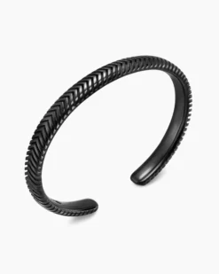 Chevron Cuff Bracelet Black Titanium, 8mm