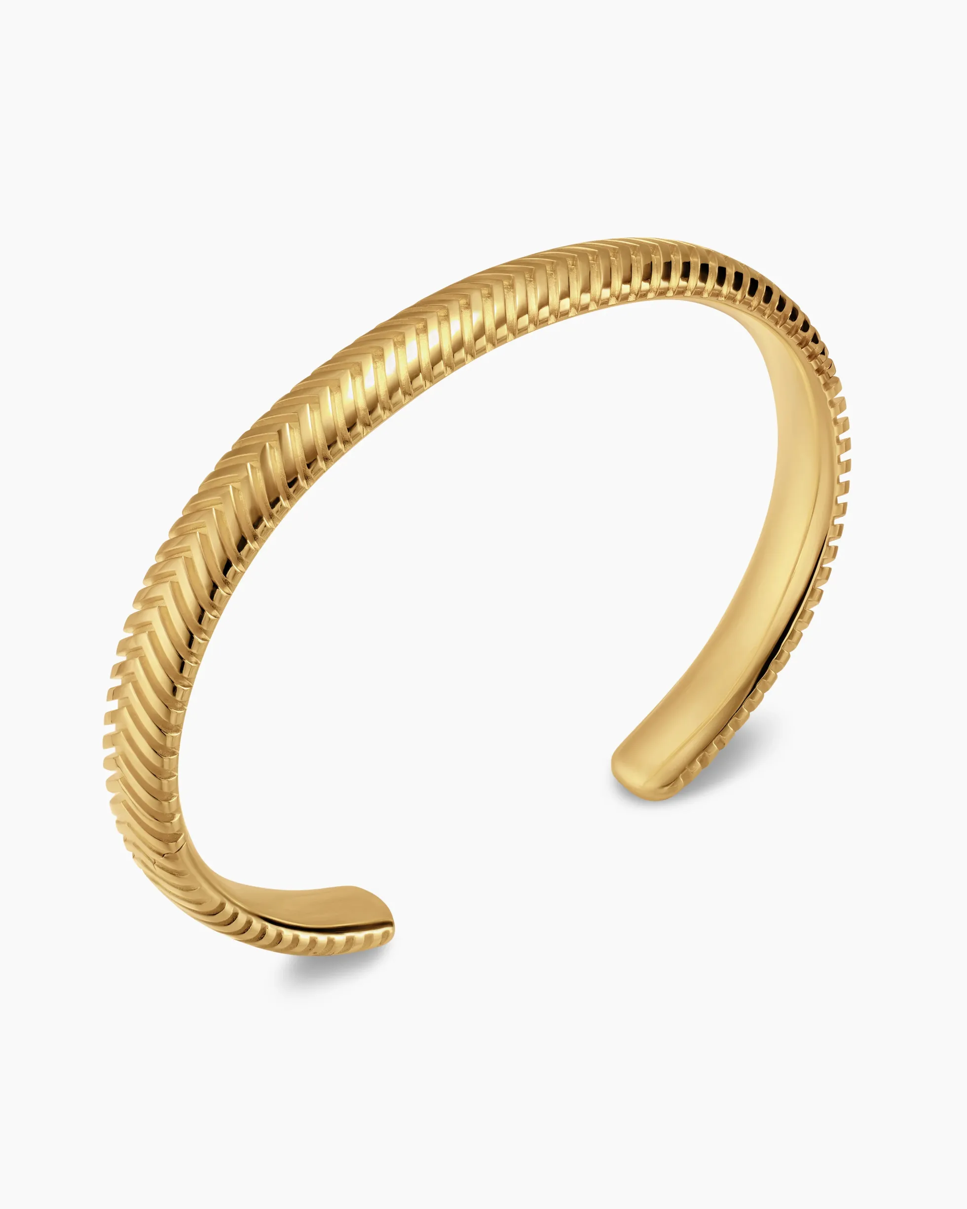 Chevron Cuff Bracelet 18K Yellow Gold, 8mm