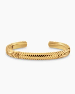 Chevron Cuff Bracelet 18K Yellow Gold, 8mm