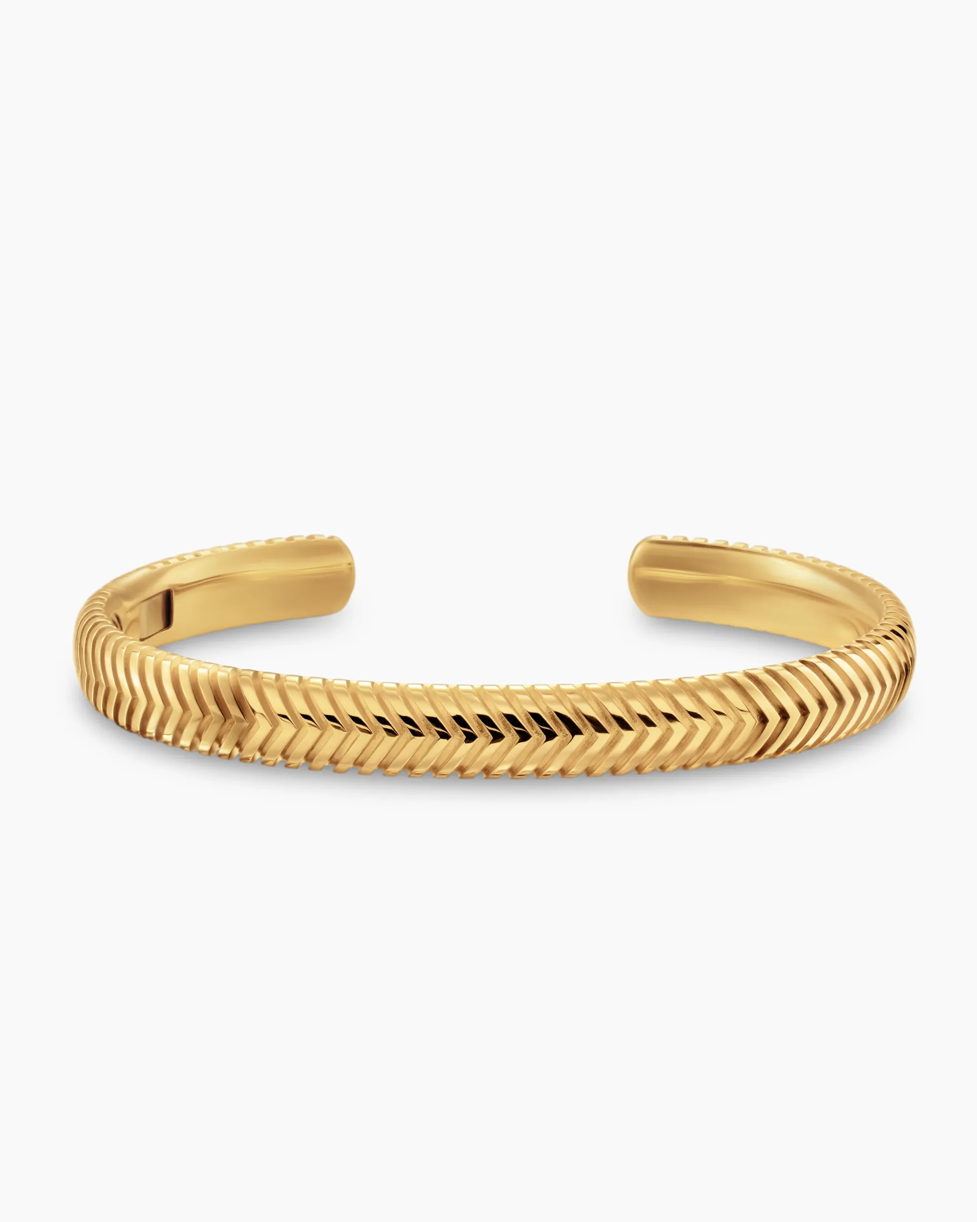 Chevron Cuff Bracelet 18K Yellow Gold, 8mm