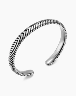 Chevron Cuff Bracelet Sterling Silver, 8mm