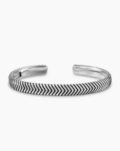 Chevron Cuff Bracelet Sterling Silver, 8mm