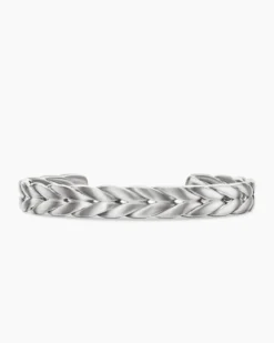 Chevron Cuff Bracelet Sterling Silver, 9mm