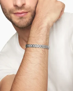 Chevron Cuff Bracelet Sterling Silver, 9mm