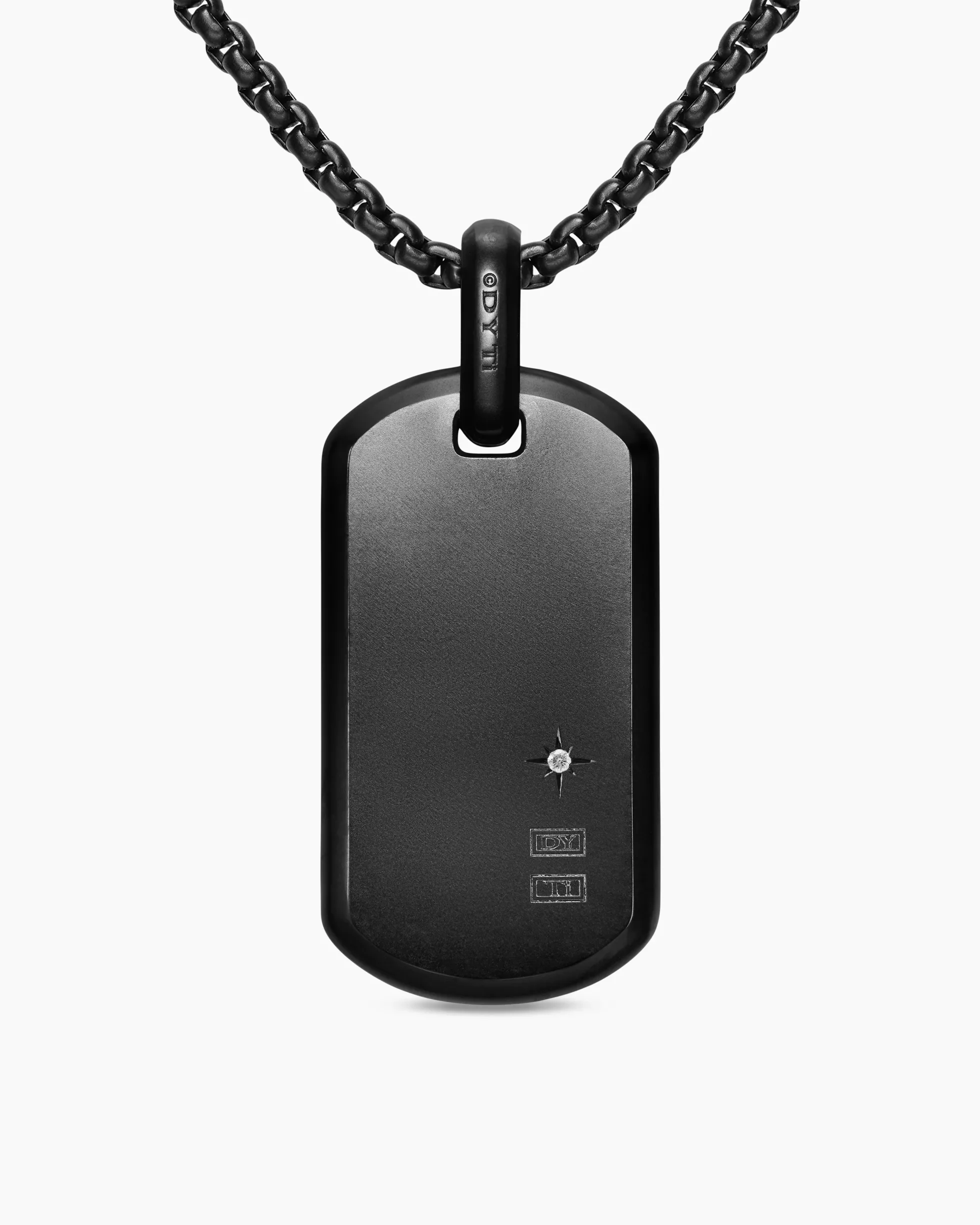 Chevron Fluorescent Tag Black Titanium with Diamonds, 35mm