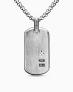 Chevron Fluorescent Tag Sterling Silver with Diamonds, 35mm