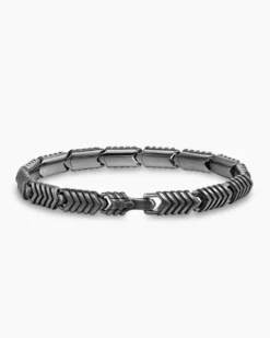 Chevron Link Bracelet Anthracite Titanium, 7.6mm