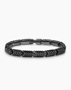 Chevron Link Bracelet Black Titanium, 7.6mm