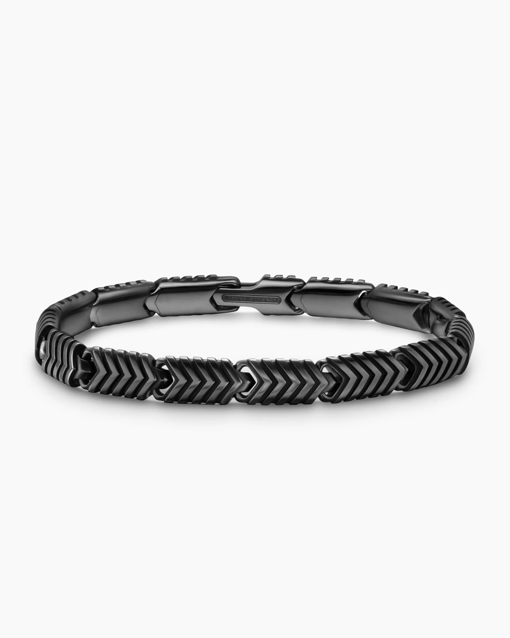 Chevron Link Bracelet Black Titanium, 7.6mm