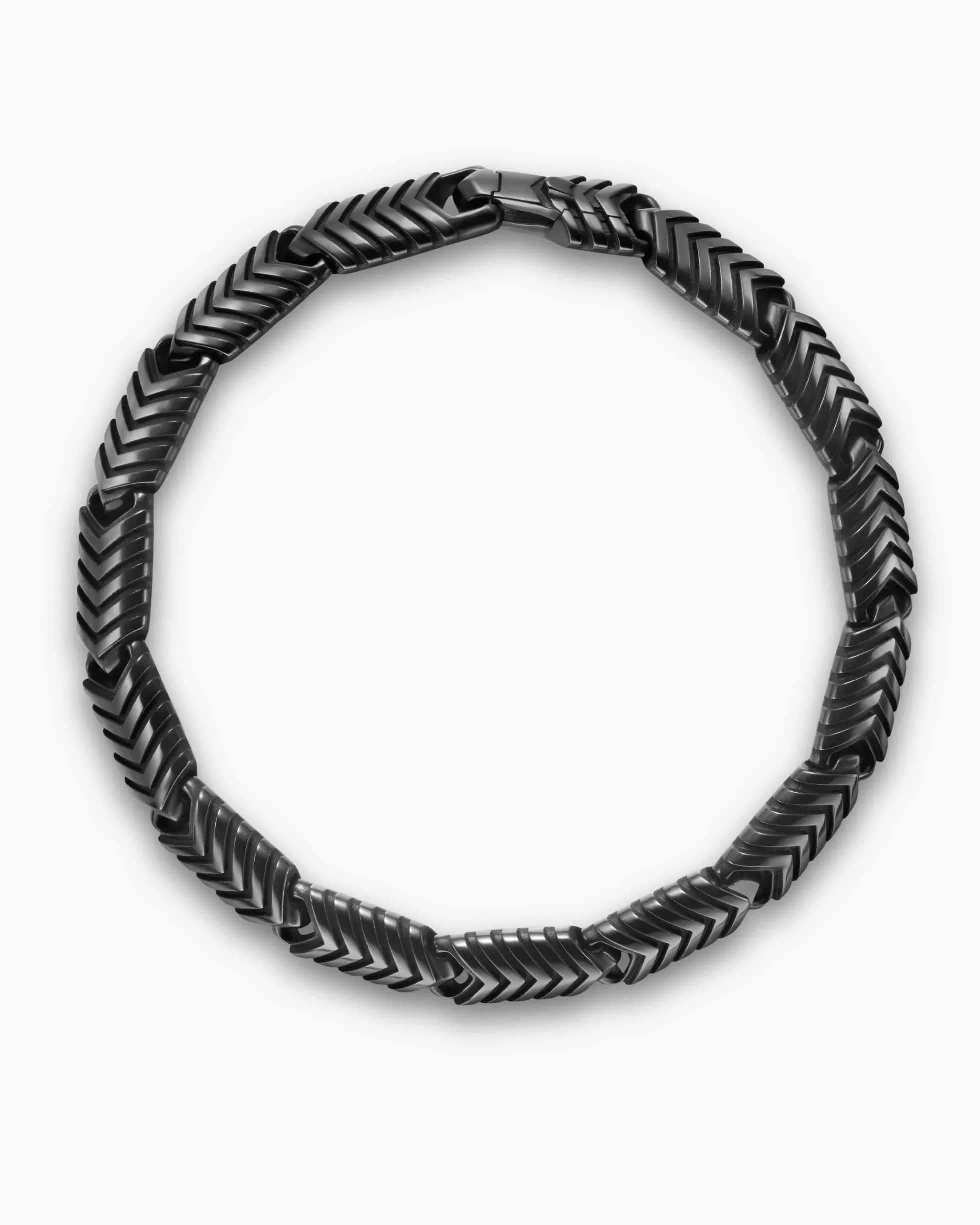 Chevron Link Bracelet Black Titanium, 7.6mm