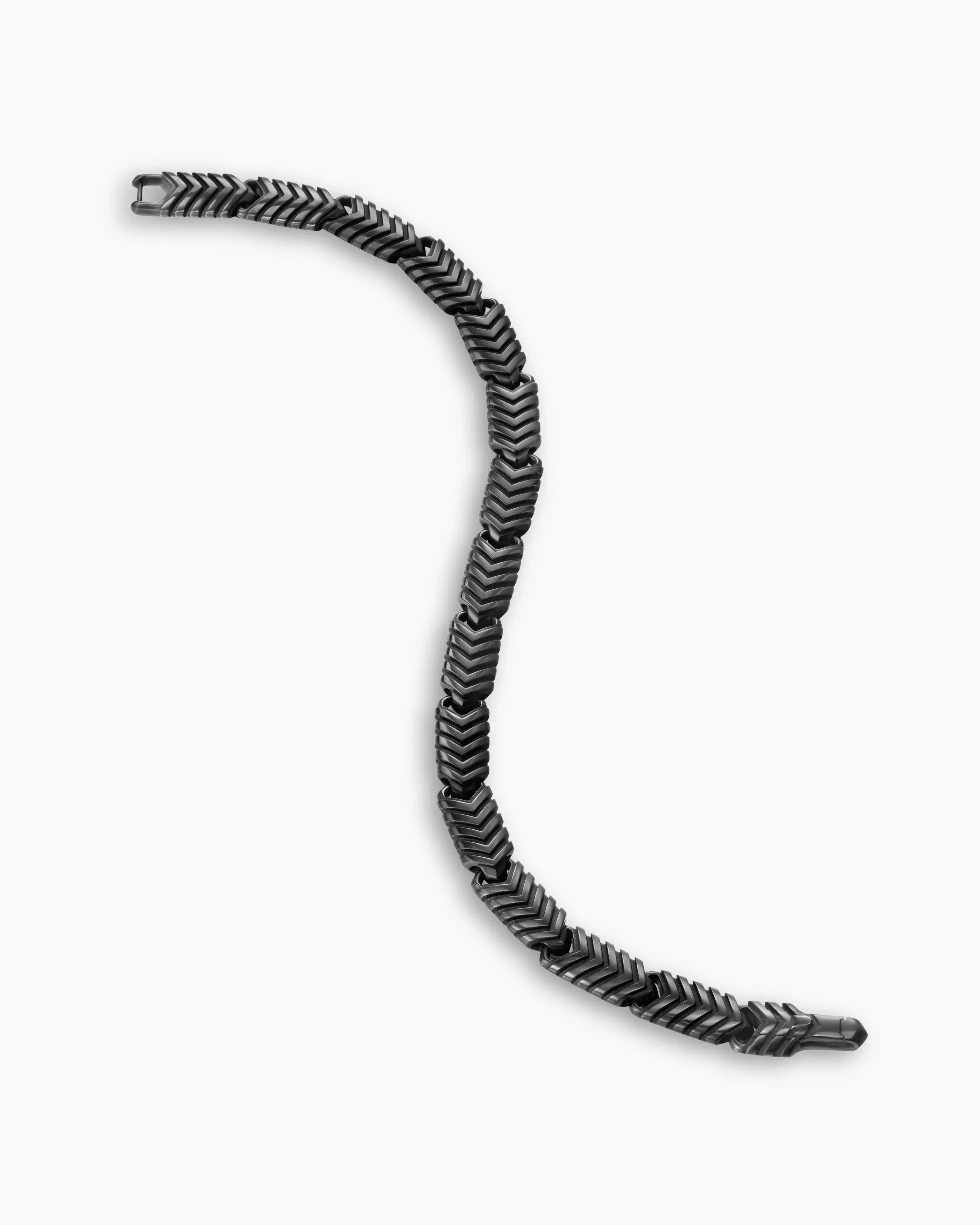 Chevron Link Bracelet Black Titanium, 7.6mm
