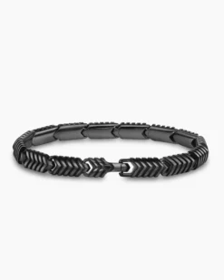 Chevron Link Bracelet Black Titanium, 7.6mm