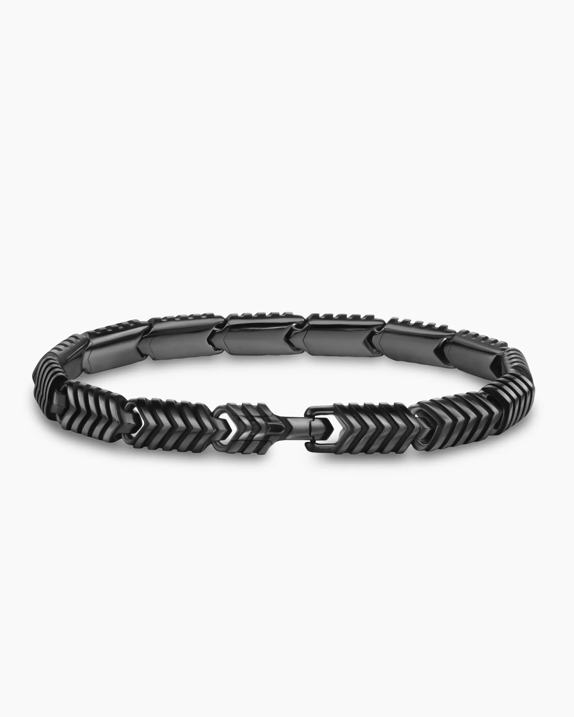 Chevron Link Bracelet Black Titanium, 7.6mm